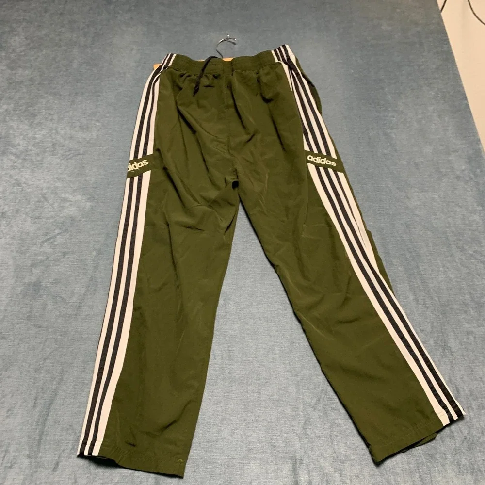 Adidas Track Pants Mens XL Green 3 Stripes Performance Gym Drawstring Waist